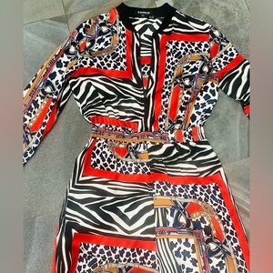 JP Harper NYC Equestrian Animal Print half zip Jumpsuit Sz S